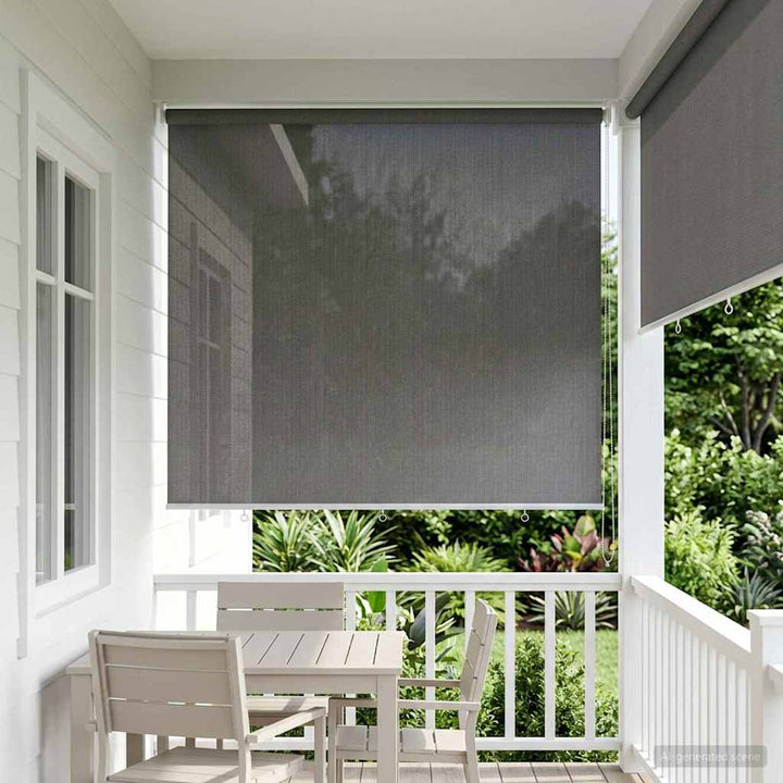 Udendørs rulleskærm 90% UV blok Lysegrå 220 x 140 cm HDPE