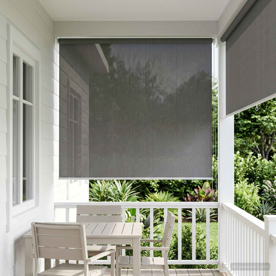 Udendørs rulleskærm 90% UV blok Lysegrå 220 x 140 cm HDPE
