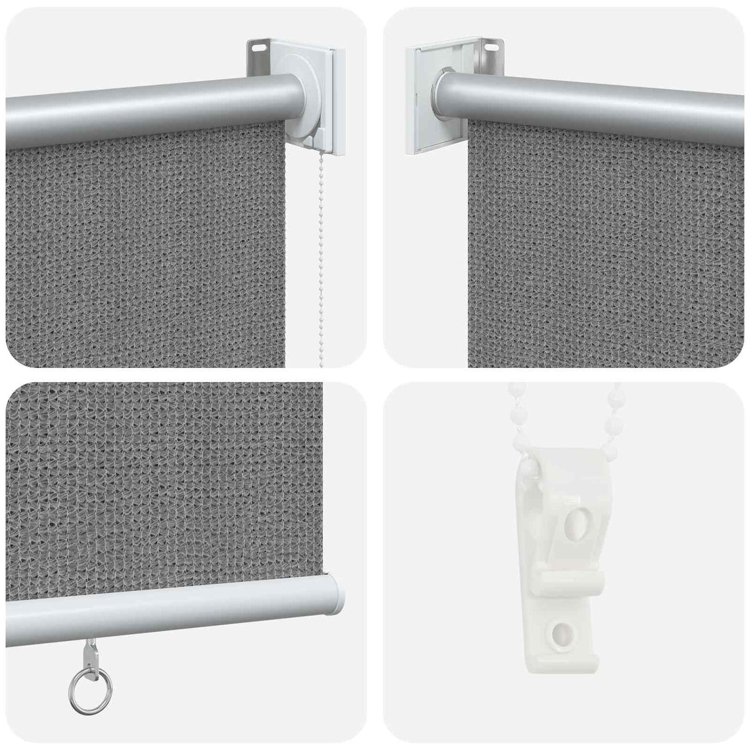 Udendørs rulleskærm 90% UV blok Lysegrå 220 x 230 cm HDPE