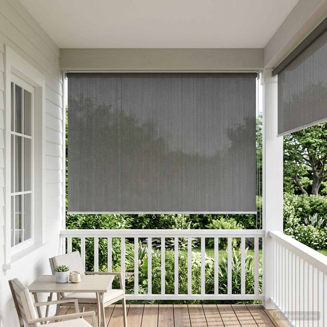 Udendørs rulleskærm 90% UV blok Lysegrå 220 x 230 cm HDPE