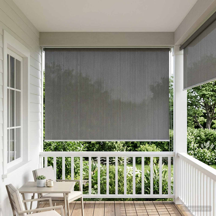 Udendørs rulleskærm 90% UV blok Lysegrå 220 x 230 cm HDPE