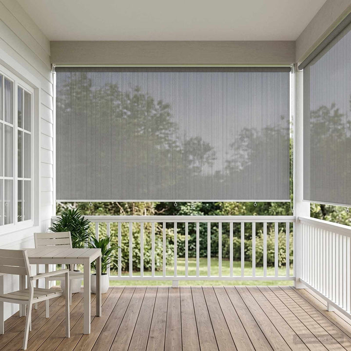 Udendørs rulleskærm 90% UV blok Lysegrå 350 x 230 cm HDPE