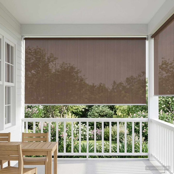 Udendørs rulleskærm 90% UV blok Gråbrun 160 x 140 cm HDPE