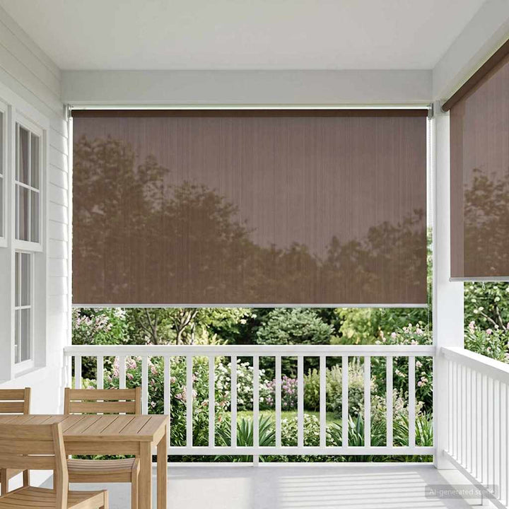 Udendørs rulleskærm 90% UV blok Gråbrun 180 x 140 cm HDPE