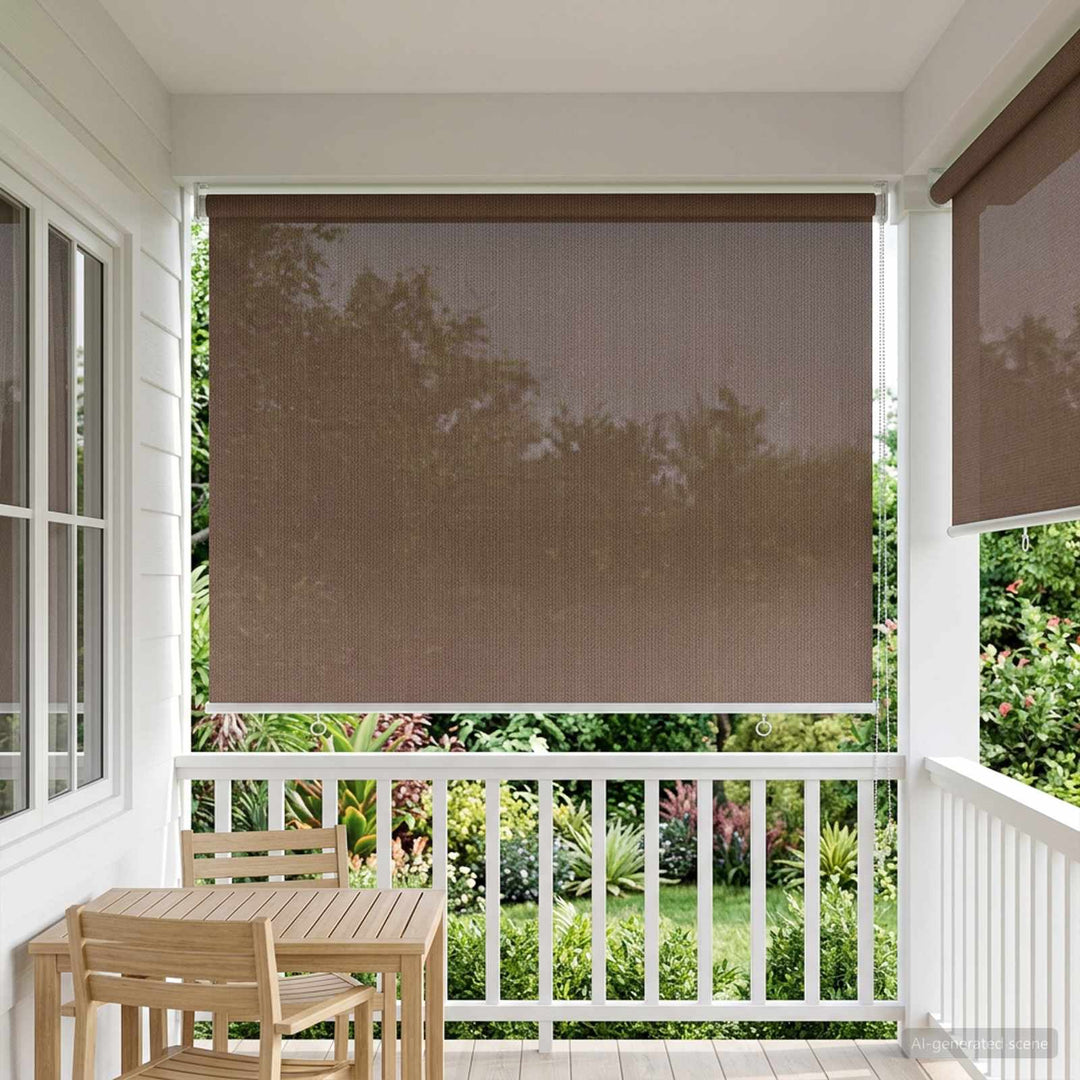 Udendørs rulleskærm 90% UV blok Gråbrun 100 x 230 cm HDPE
