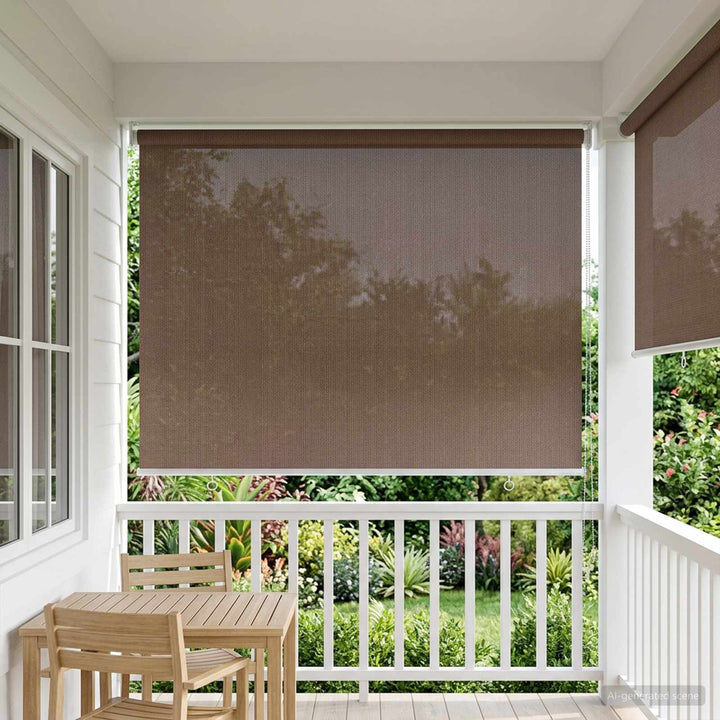 Udendørs rulleskærm 90% UV blok Gråbrun 100 x 230 cm HDPE