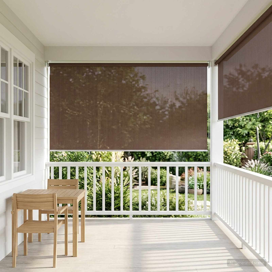 Udendørs rulleskærm 90% UV blok Gråbrun 350 x 230 cm HDPE