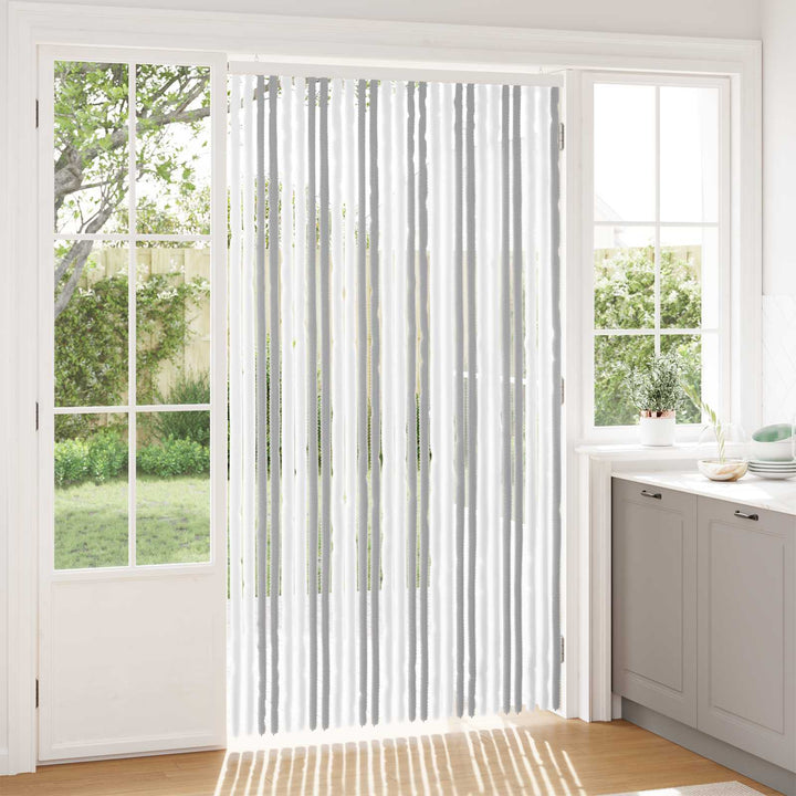Insektgardin i chenille Lys Grå og Hvid 118 x 220 cm 100% PP