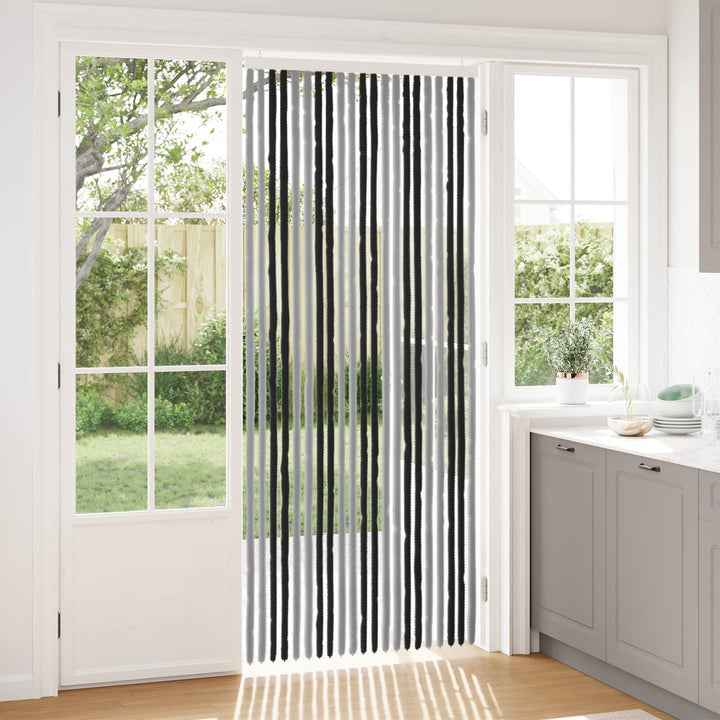 Insektgardin i chenille Grå og sort 90 x 220 cm 100% PP