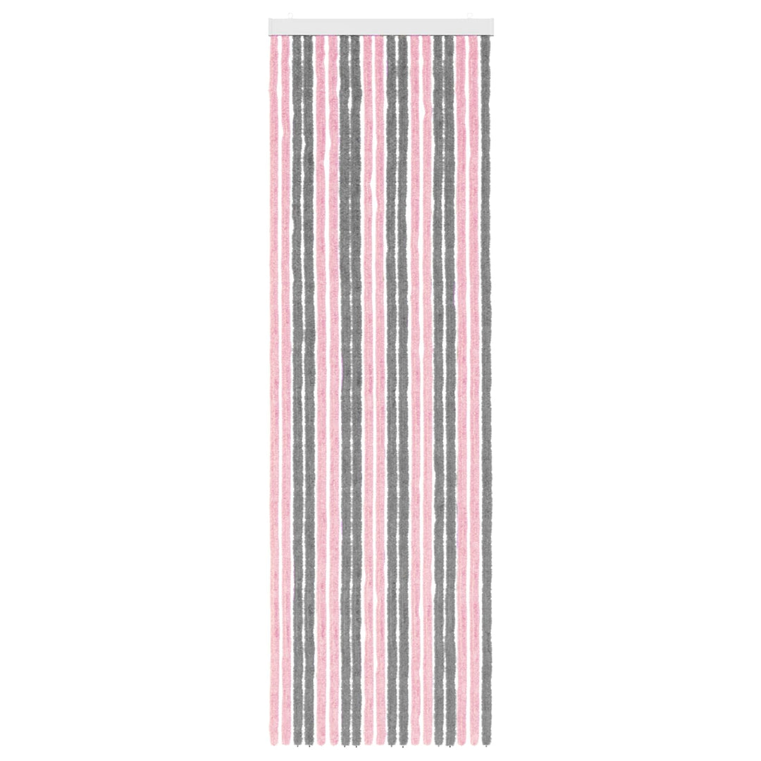 Insektgardin i chenille Sølvgrå og lyserød 56 x 185 cm 100% PP
