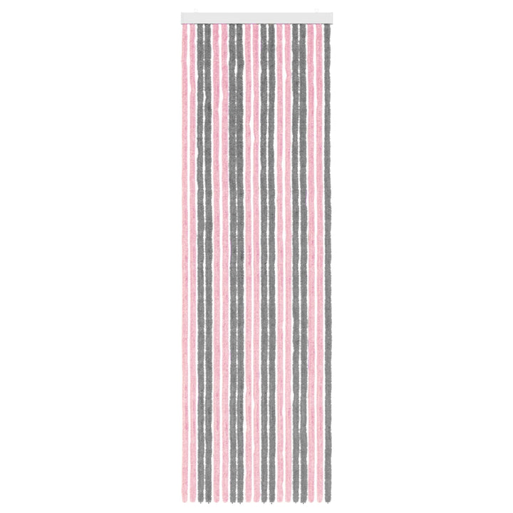 Insektgardin i chenille Sølvgrå og lyserød 56 x 185 cm 100% PP