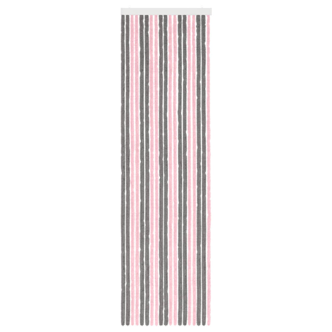 Insektgardin i chenille Sølvgrå og lyserød 56 x 200 cm 100% PP