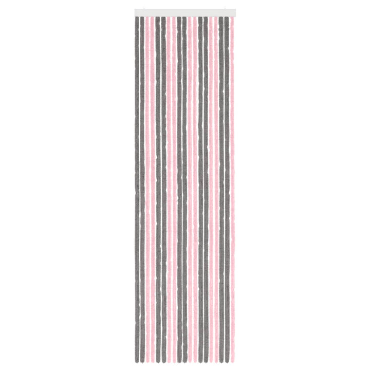 Insektgardin i chenille Sølvgrå og lyserød 56 x 200 cm 100% PP