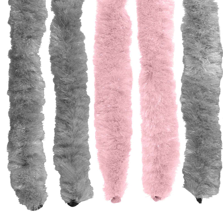 Insektgardin i chenille Sølvgrå og lyserød 90 x 200 cm 100% PP