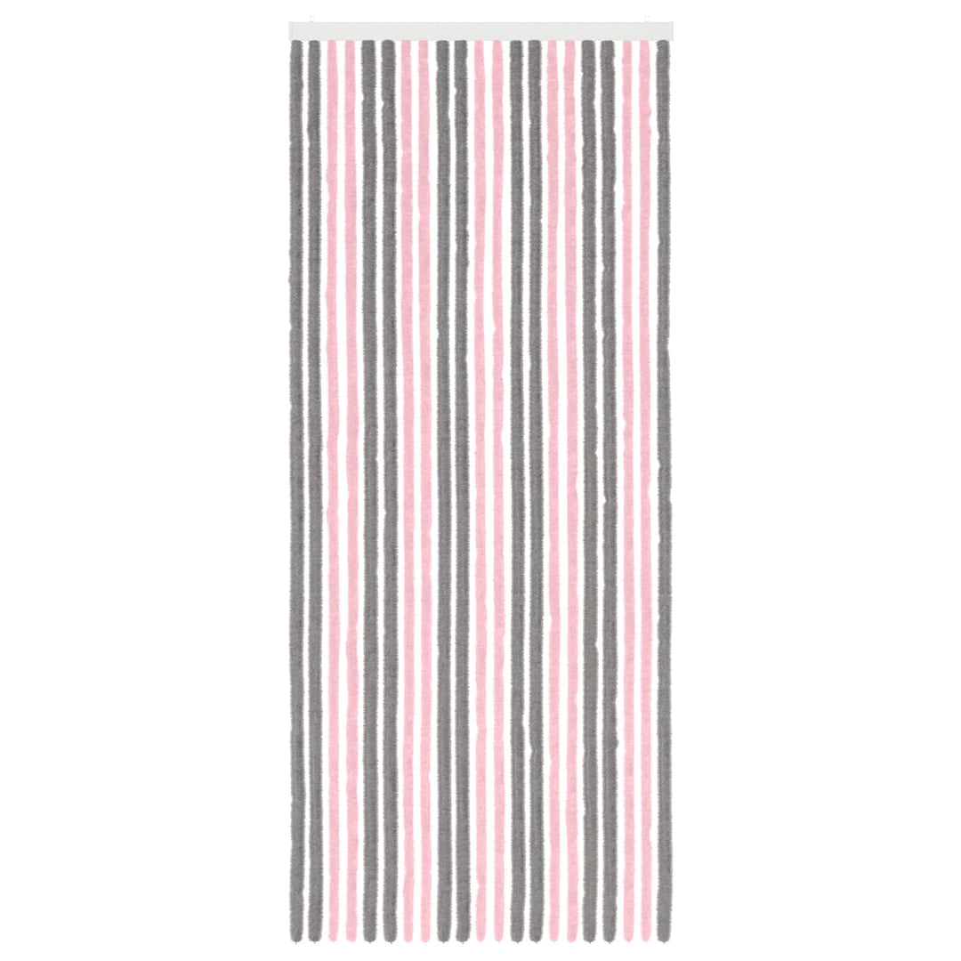 Insektgardin i chenille Sølvgrå og lyserød 90 x 220 cm 100% PP