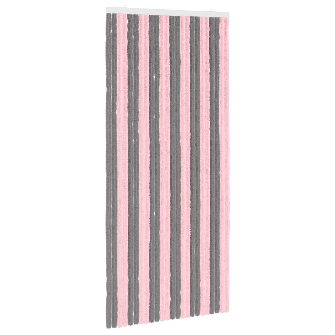 Insektgardin i chenille Sølvgrå og lyserød 100 x 220 cm 100% PP