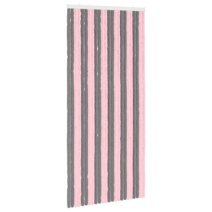 Insektgardin i chenille Sølvgrå og lyserød 100 x 220 cm 100% PP