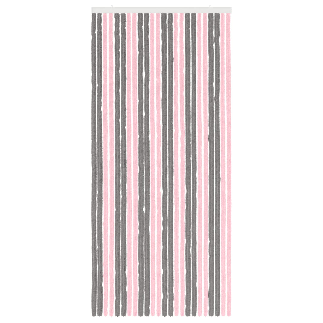 Insektgardin i chenille Sølvgrå og lyserød 100 x 220 cm 100% PP