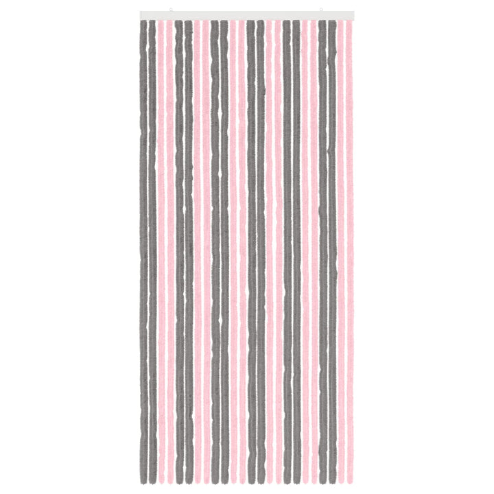 Insektgardin i chenille Sølvgrå og lyserød 100 x 220 cm 100% PP
