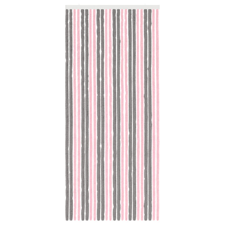 Insektgardin i chenille Sølvgrå og lyserød 100 x 230 cm 100% PP