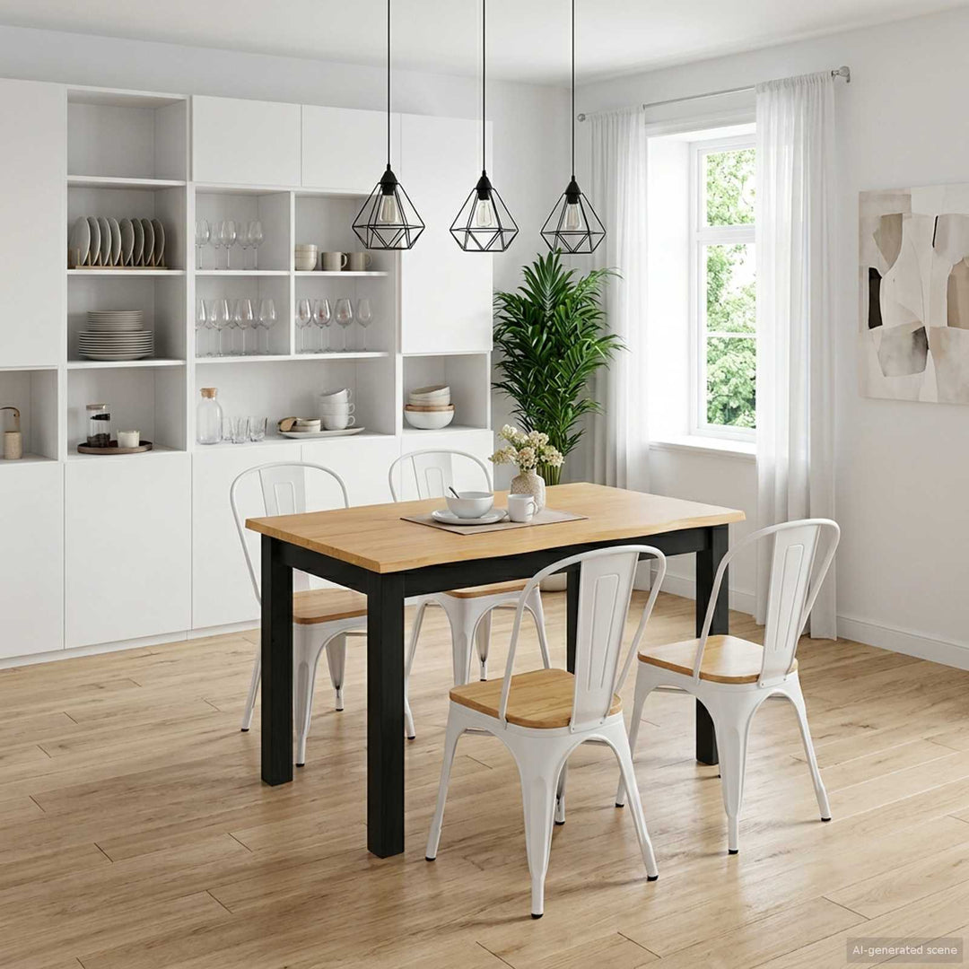 Spisebord EKAI Sort 112 x 70 x 76,5 cm Massivt fyrretræ