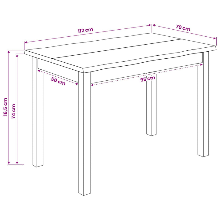 Spisebord EKAI Sort 112 x 70 x 76,5 cm Massivt fyrretræ