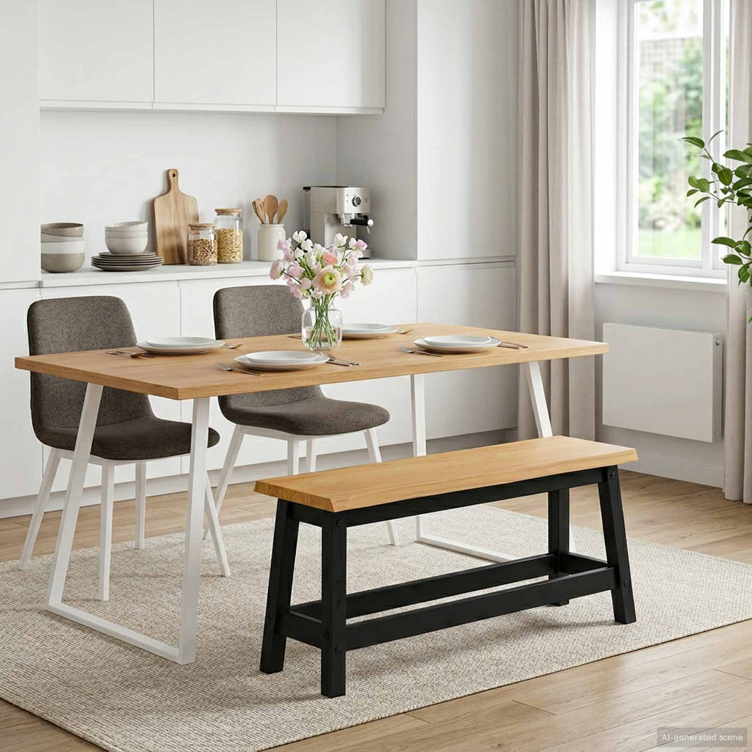 Spisebænk EKAI Sort 91,5 x 29 x 45,5 cm Massivt fyrretræ