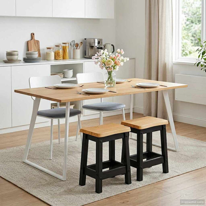 Barbænk EKAI 2 pcs Sort 40 x 29 x 45,5 cm Massivt fyrretræ