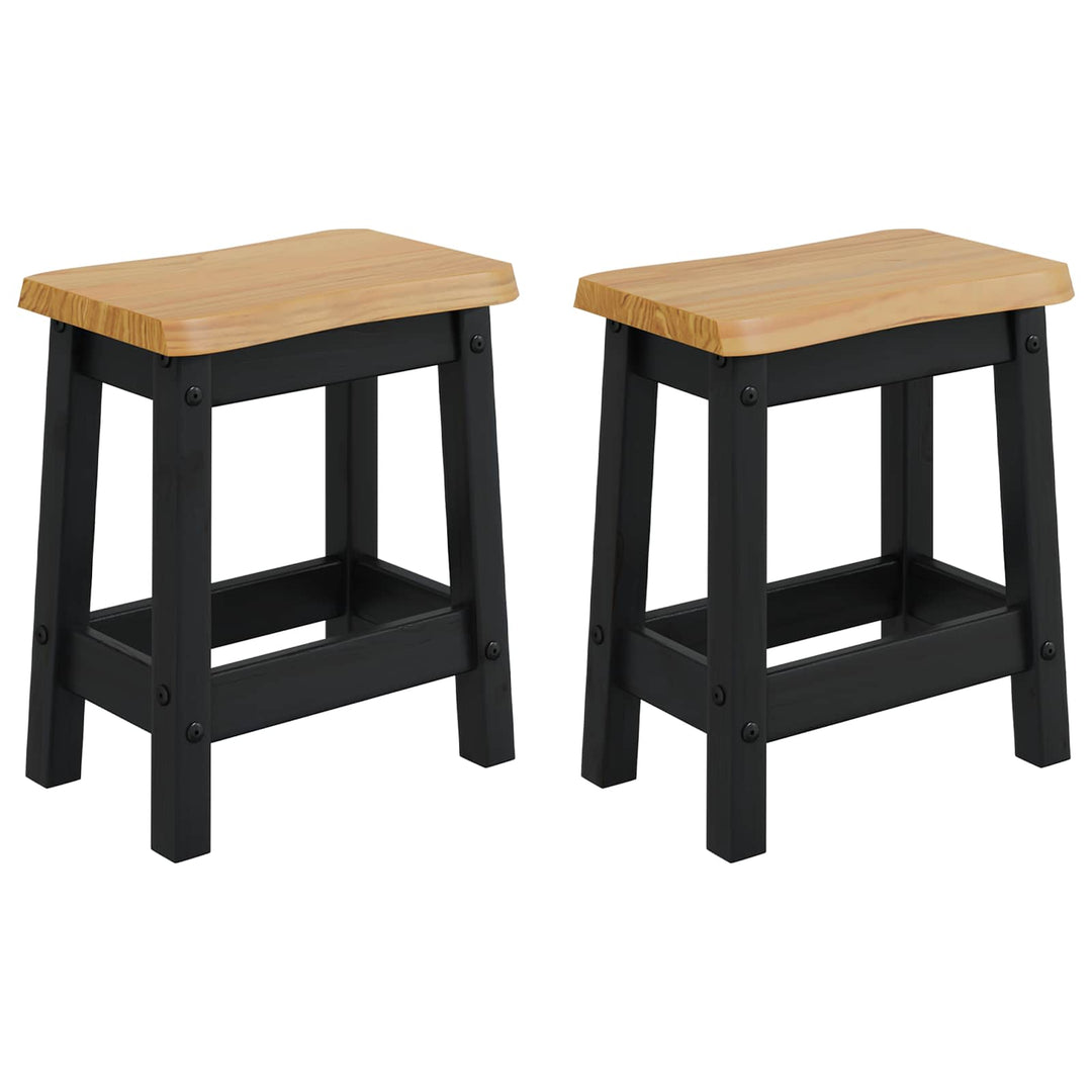 Barbænk EKAI 2 stk. Sort 40 x 29 x 45,5 cm Massivt fyrretræ