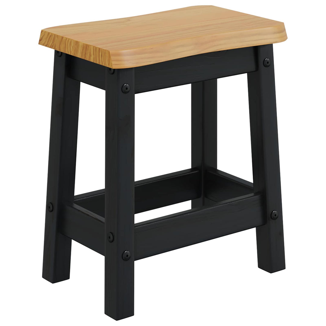 Barbænk EKAI 2 pcs Sort 40 x 29 x 45,5 cm Massivt fyrretræ