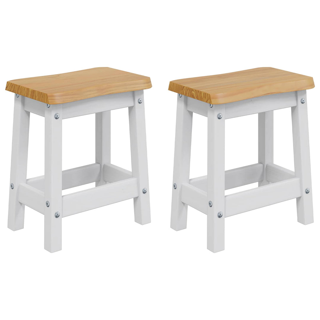 Barbænk EKAI 2 stk. Hvid 40 x 29 x 45,5 cm Massivt fyrretræ
