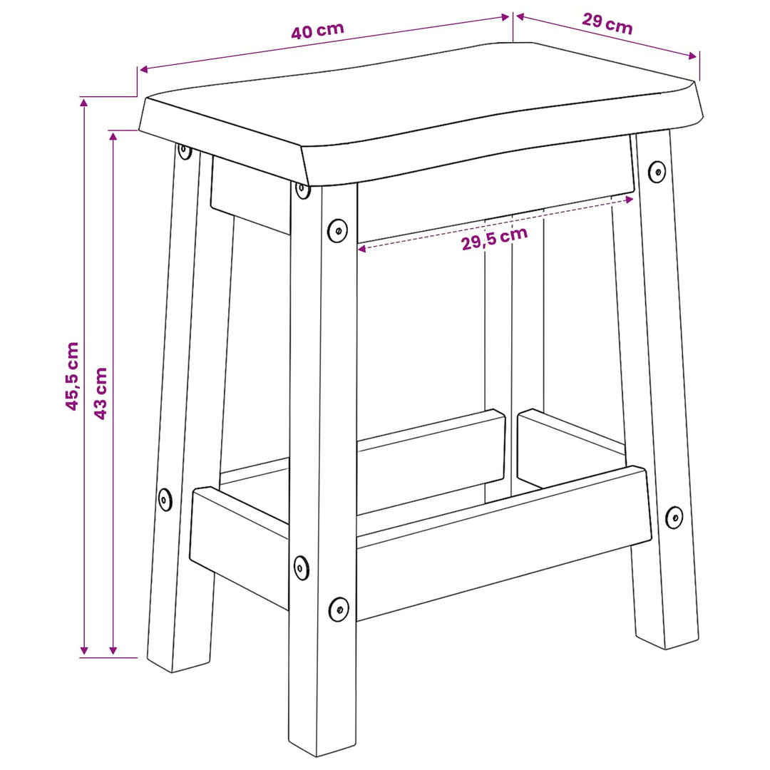 Barbænk EKAI 2 stk. Hvid 40 x 29 x 45,5 cm Massivt fyrretræ