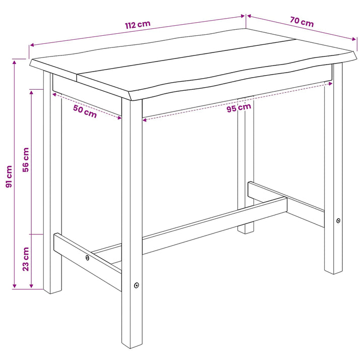Høj Bar Bord EKAI Hvid 112 x 70 x 91 cm Massivt fyrretræ