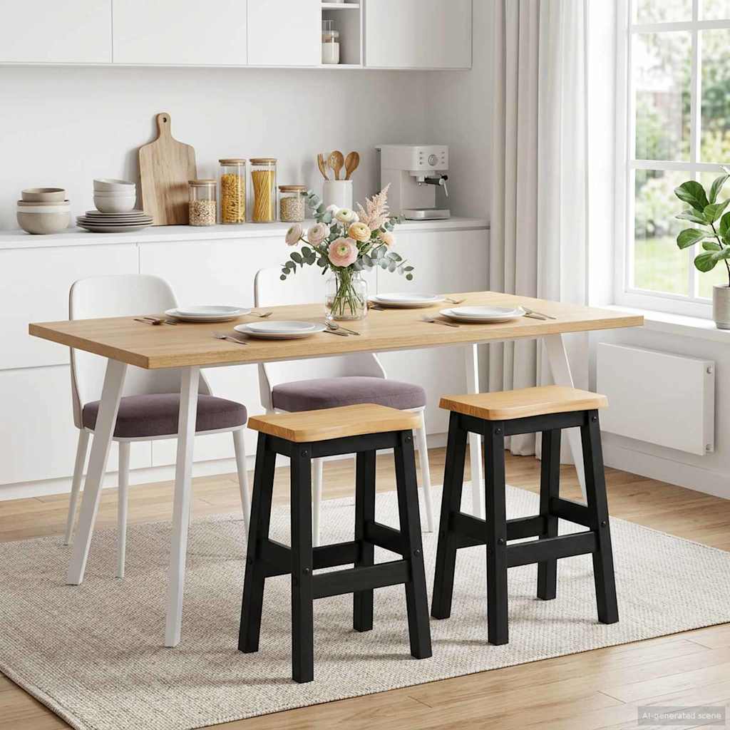 Høj Barstol EKAI 2 pcs Sort 40 x 29 x 63 cm Massivt fyrretræ