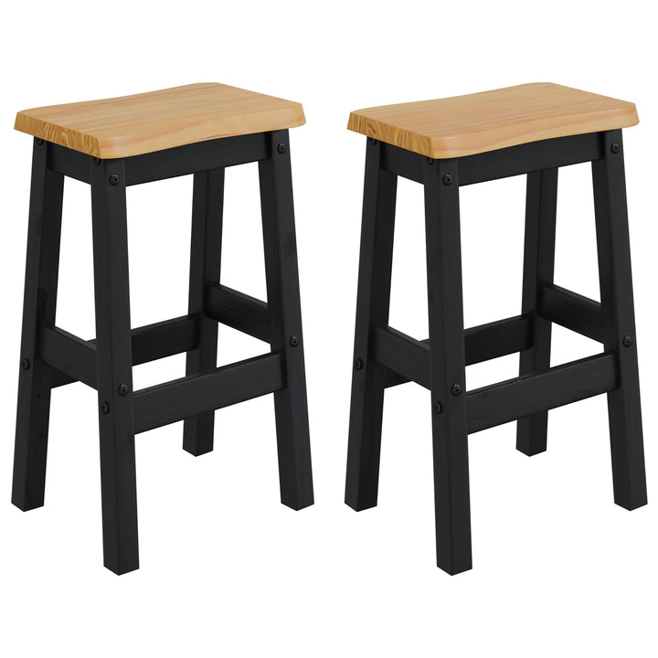 Høj Barstol EKAI 2 pcs Sort 40 x 29 x 63 cm Massivt fyrretræ