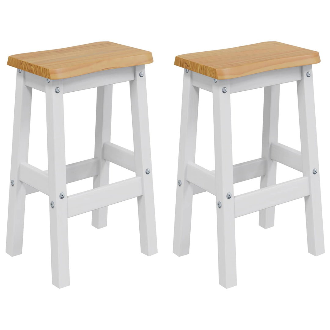 Høj Barstol EKAI 2 pcs Hvid 40 x 29 x 63 cm Massivt fyrretræ