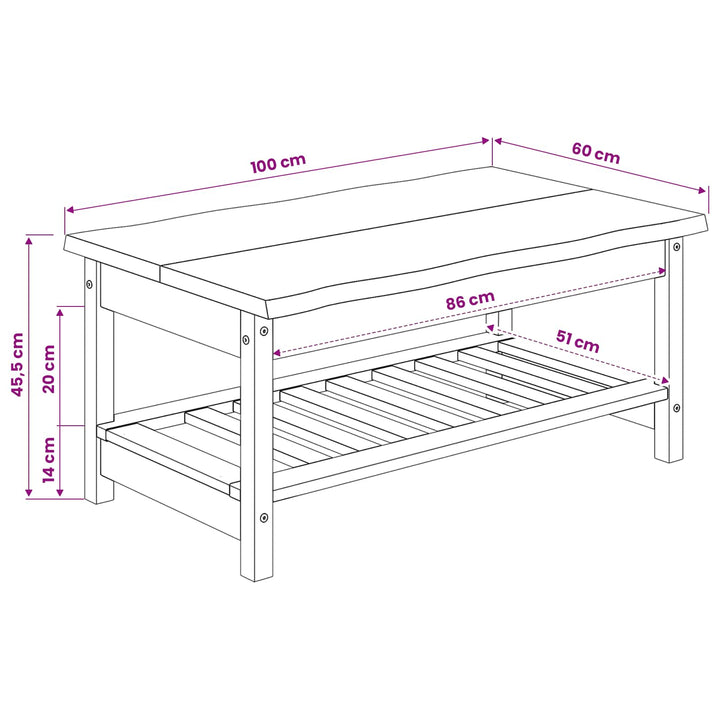 Sofabord EKAI Hvid 100 x 60 x 45,5 cm Massivt fyrretræ