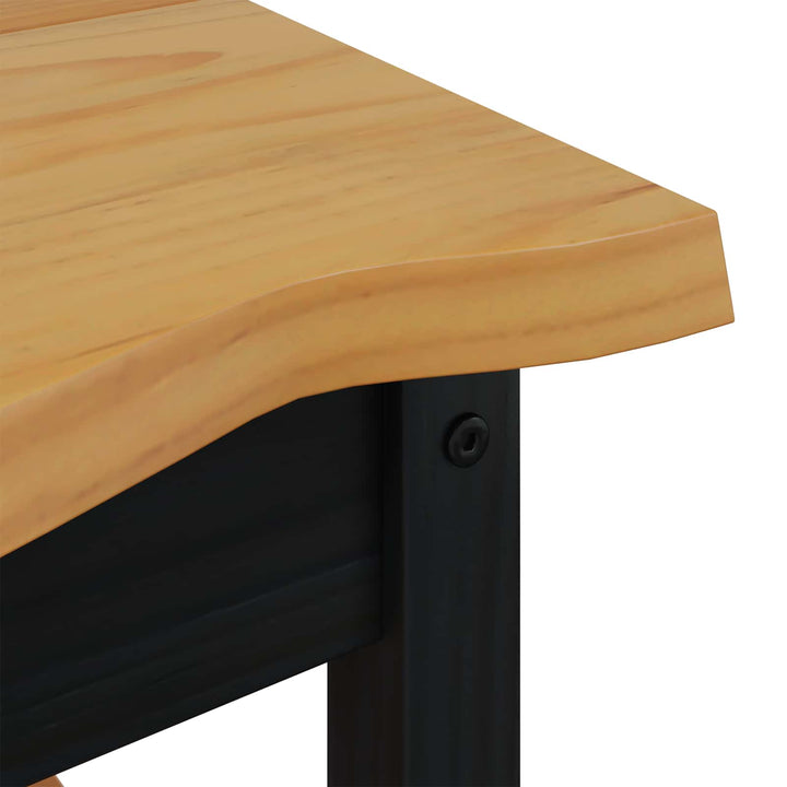 Sidebord med hylde EKAI Sort 50 x 50 x 45,5 cm Massivt fyrretræ