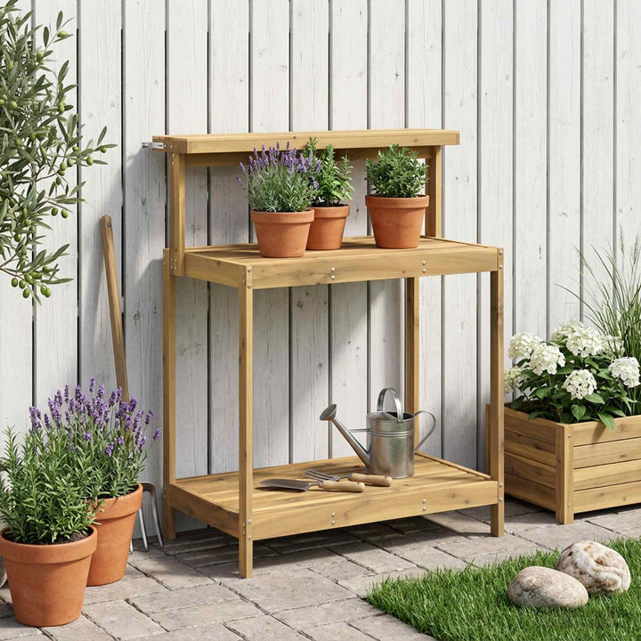 Udendørs potterbord 86,5 x 48,5 x 106 cm Massivt Akacietræ Hvid