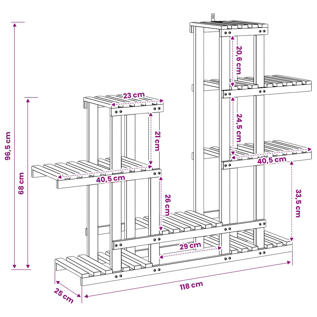 Planteholder Naturfarvet 118 x 25 x 96,5 cm Massivt Akacietræ