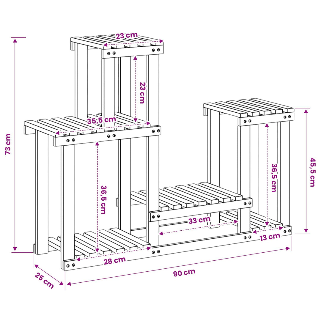 Planteholder Hvid 90 x 25 x 73 cm Massivt Akacietræ