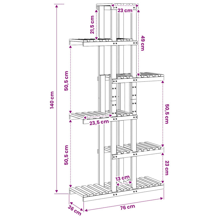Planteholder Naturfarvet 68 x 23,5 x 140 cm Massivt Akacietræ