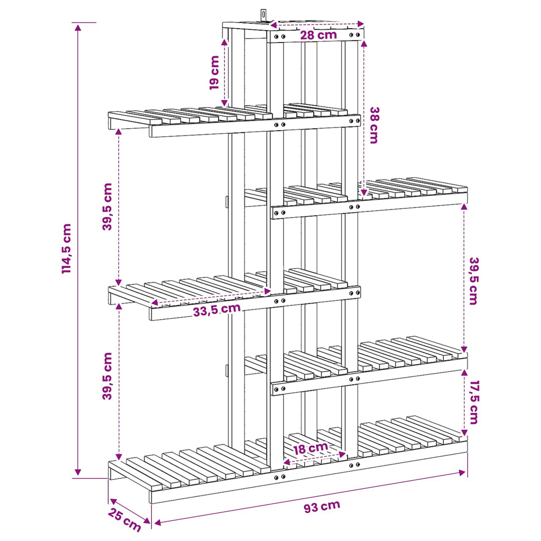 Planteholder Naturfarvet 93 x 25 x 114,5 cm Massivt Akacietræ