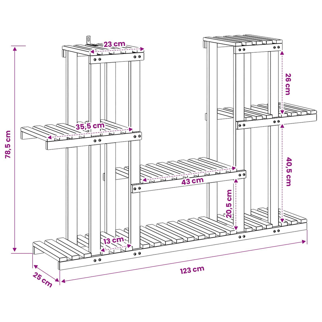 Planteholder Naturfarvet 123 x 25 x 78,5 cm Massivt Akacietræ