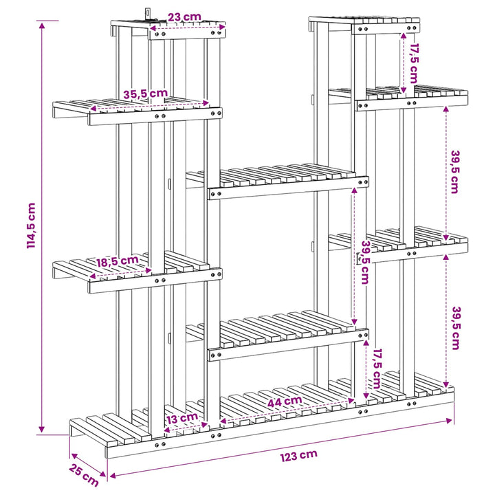 Planteholder Naturfarvet 123 x 25 x 114,5 cm Massivt Akacietræ