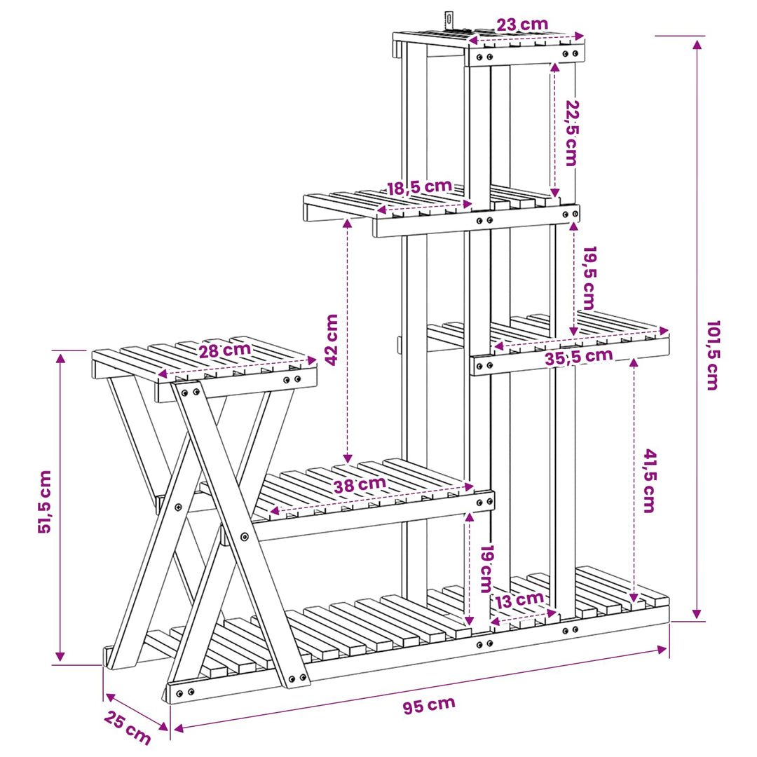 Planteholder Naturfarvet 95 x 25 x 101,5 cm Massivt Akacietræ