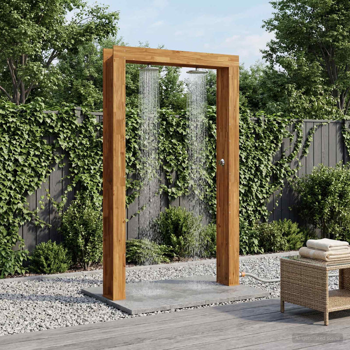 Udendørs bruser 226 cm Massiv akacietræ og rustfrit stål