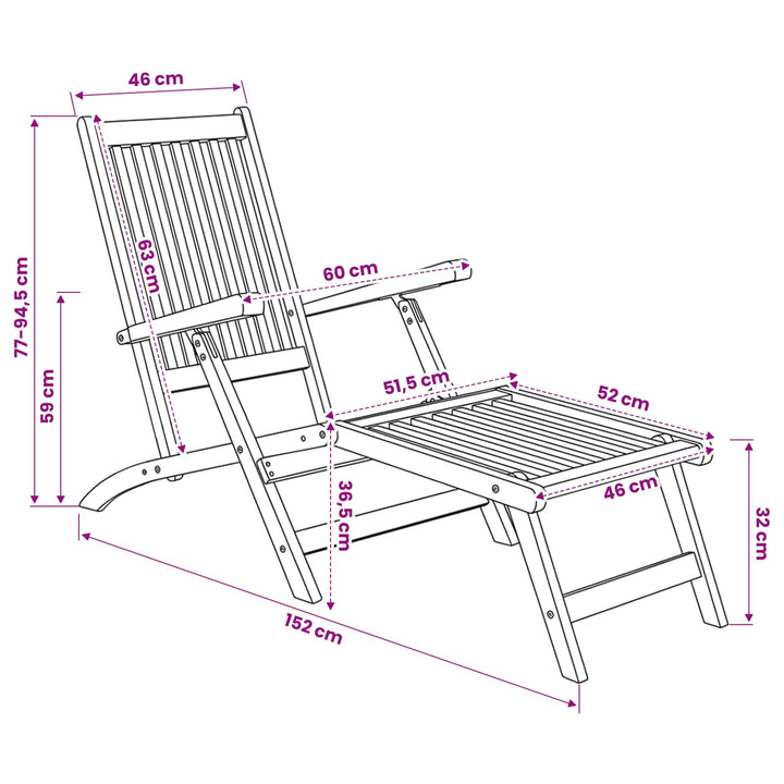 Foldbar Dæk Stol 2 pcs Naturfarvet Massiv Teaktræ