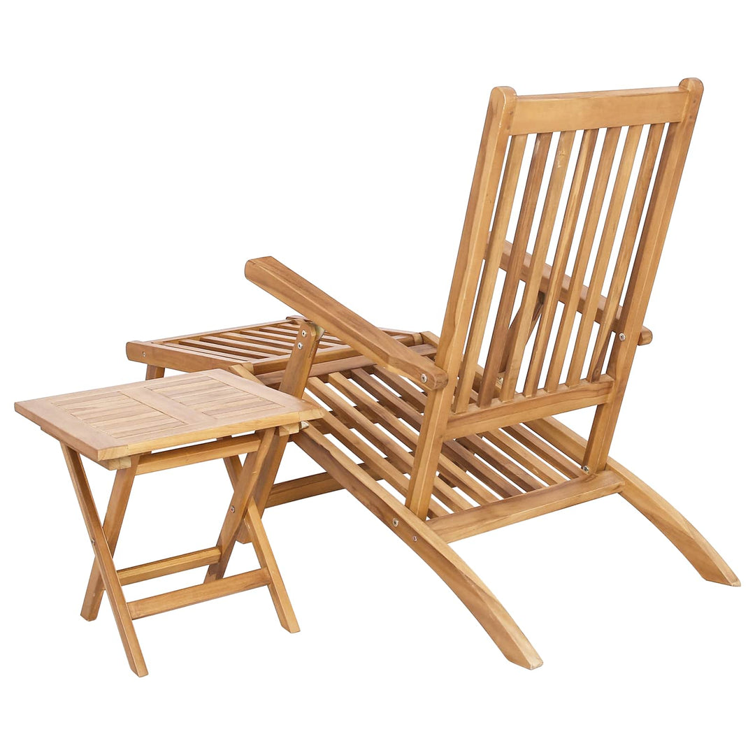 Foldestol med bord 2 pcs Naturfarvet Massiv Teaktræ