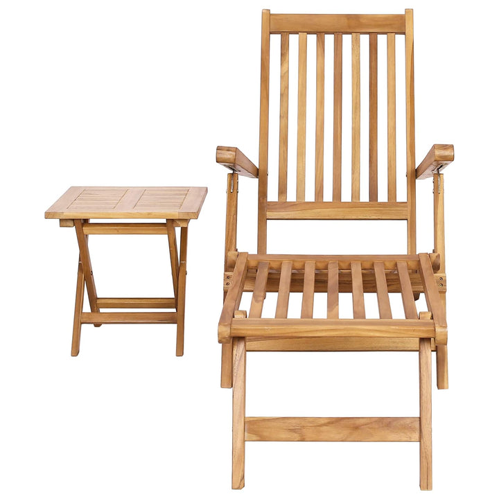 Foldestol med bord 2 pcs Naturfarvet Massiv Teaktræ